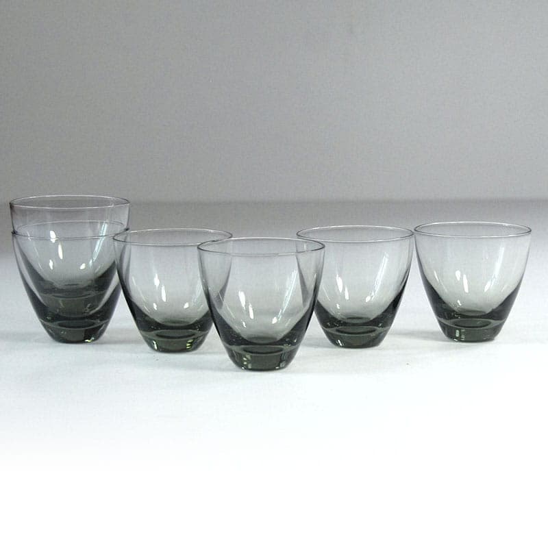 Set of cocktail glasses, grey glass, by P. Lütken, Holmegaard, Denmark, 1960s. - 39928