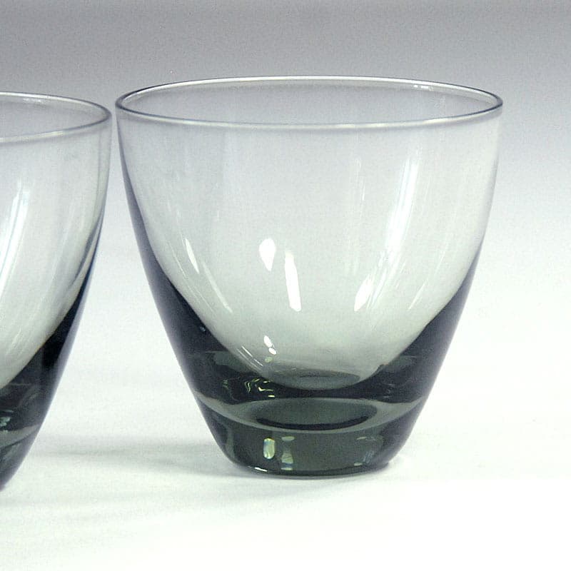 Set of cocktail glasses, grey glass, by P. Lütken, Holmegaard, Denmark, 1960s. - 39929