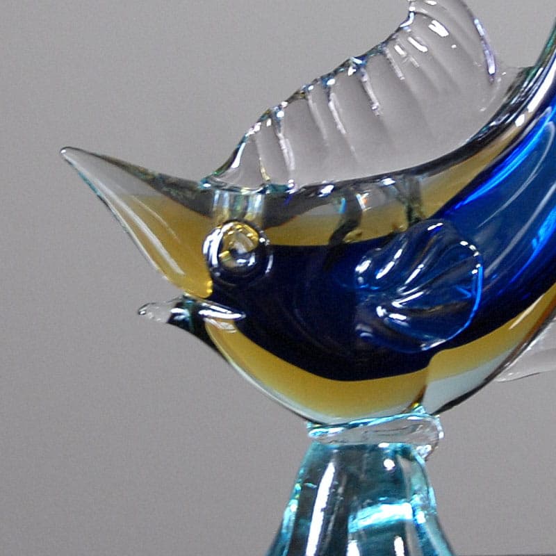 Figurka marlin, Murano, szkło niebieski, Włochy, lata 60. - 39923