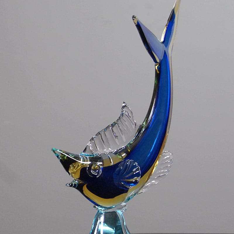 Figurka marlin, Murano, szkło niebieski, Włochy, lata 60. - 39922