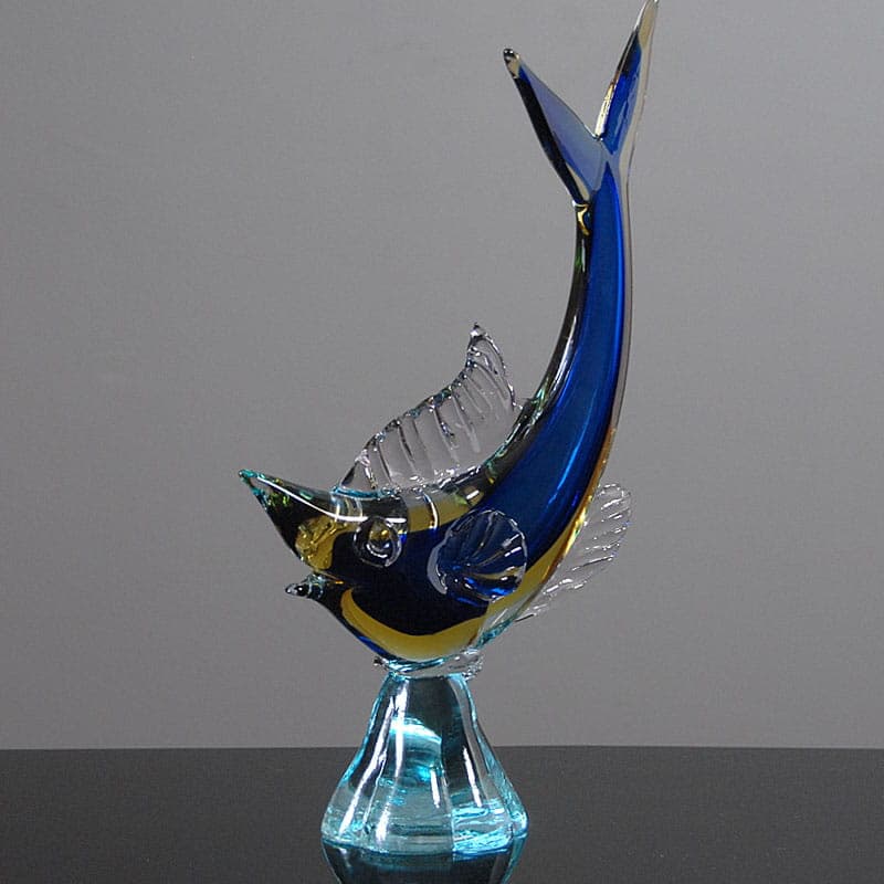 Figurka marlin, Murano, szkło niebieski, Włochy, lata 60. - 39921