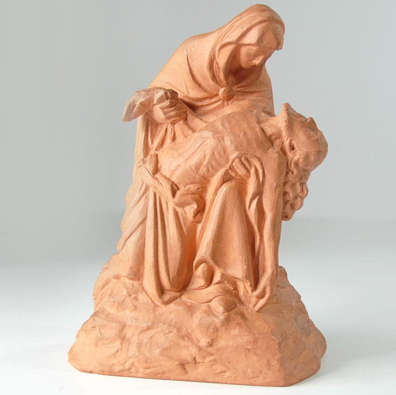 Sculpture Pietà, orange terracotta, France, early 20th c. - 39904