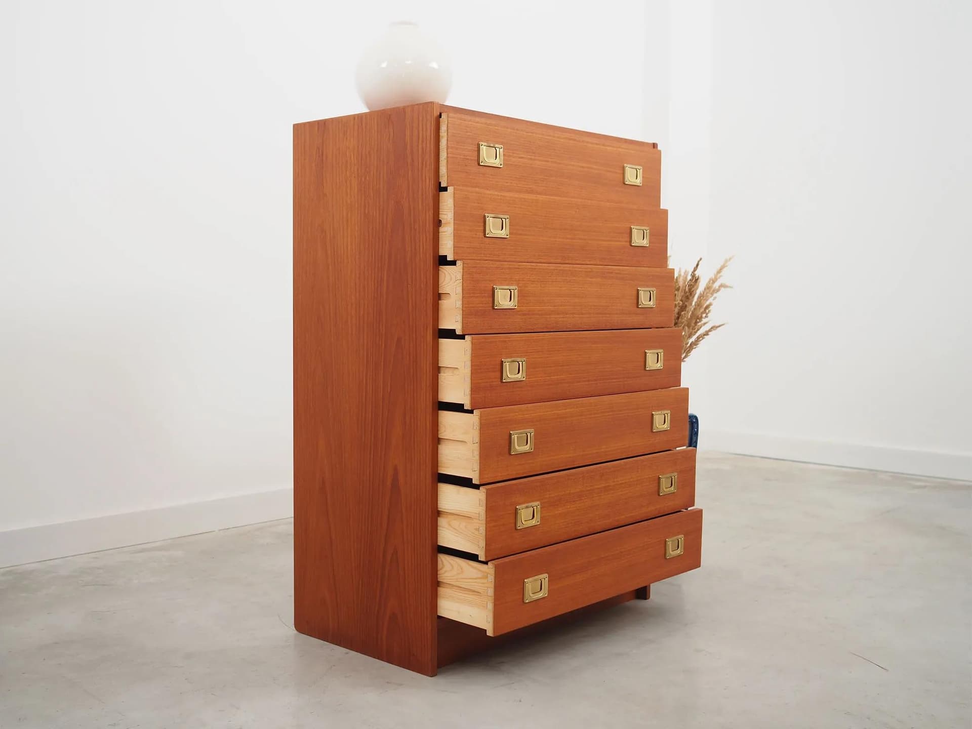 Chest of drawers, Scandinavian design, orange teak, Denmark, 1970s. - 40562