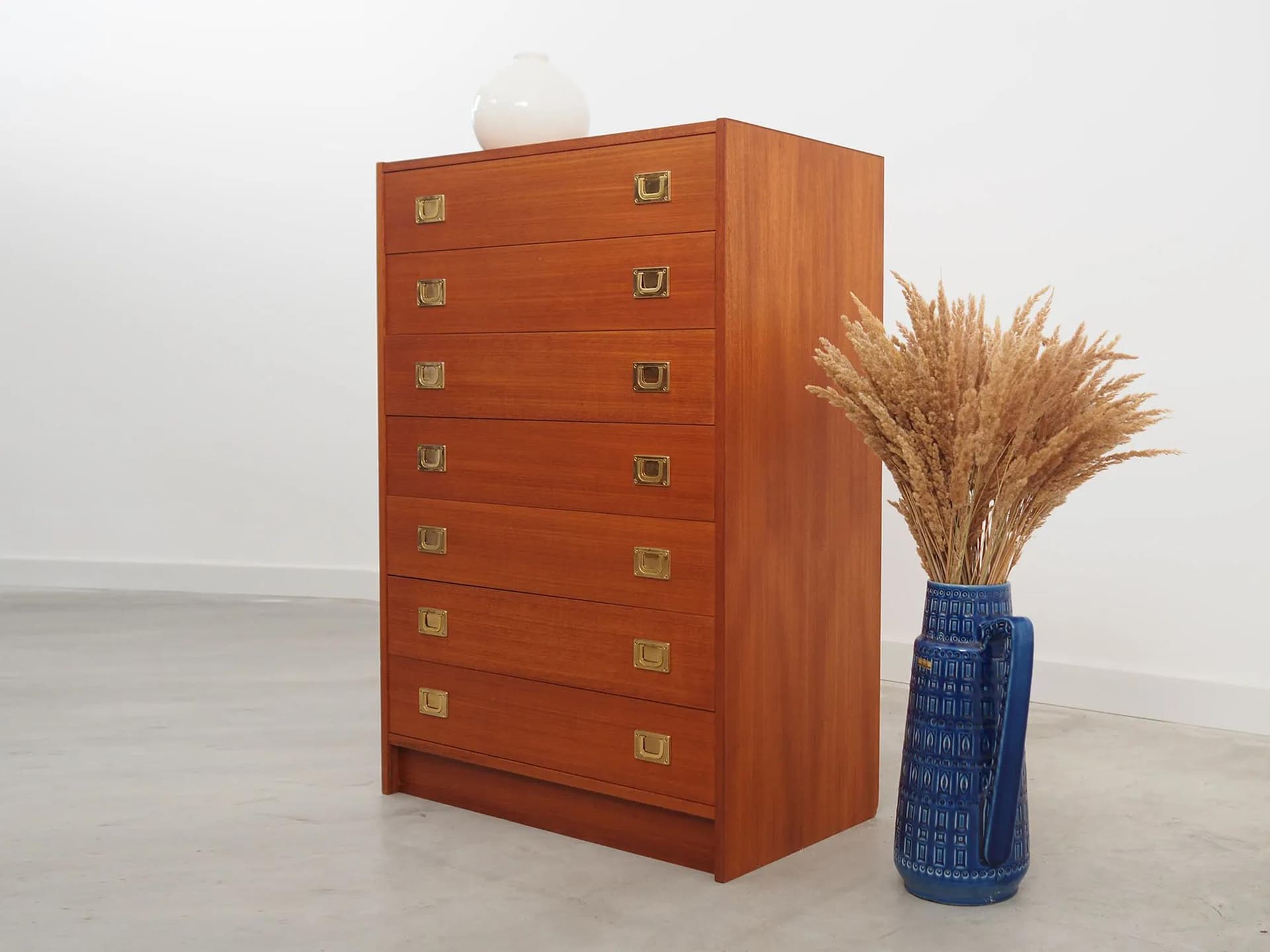 Chest of drawers, Scandinavian design, orange teak, Denmark, 1970s. - 40558