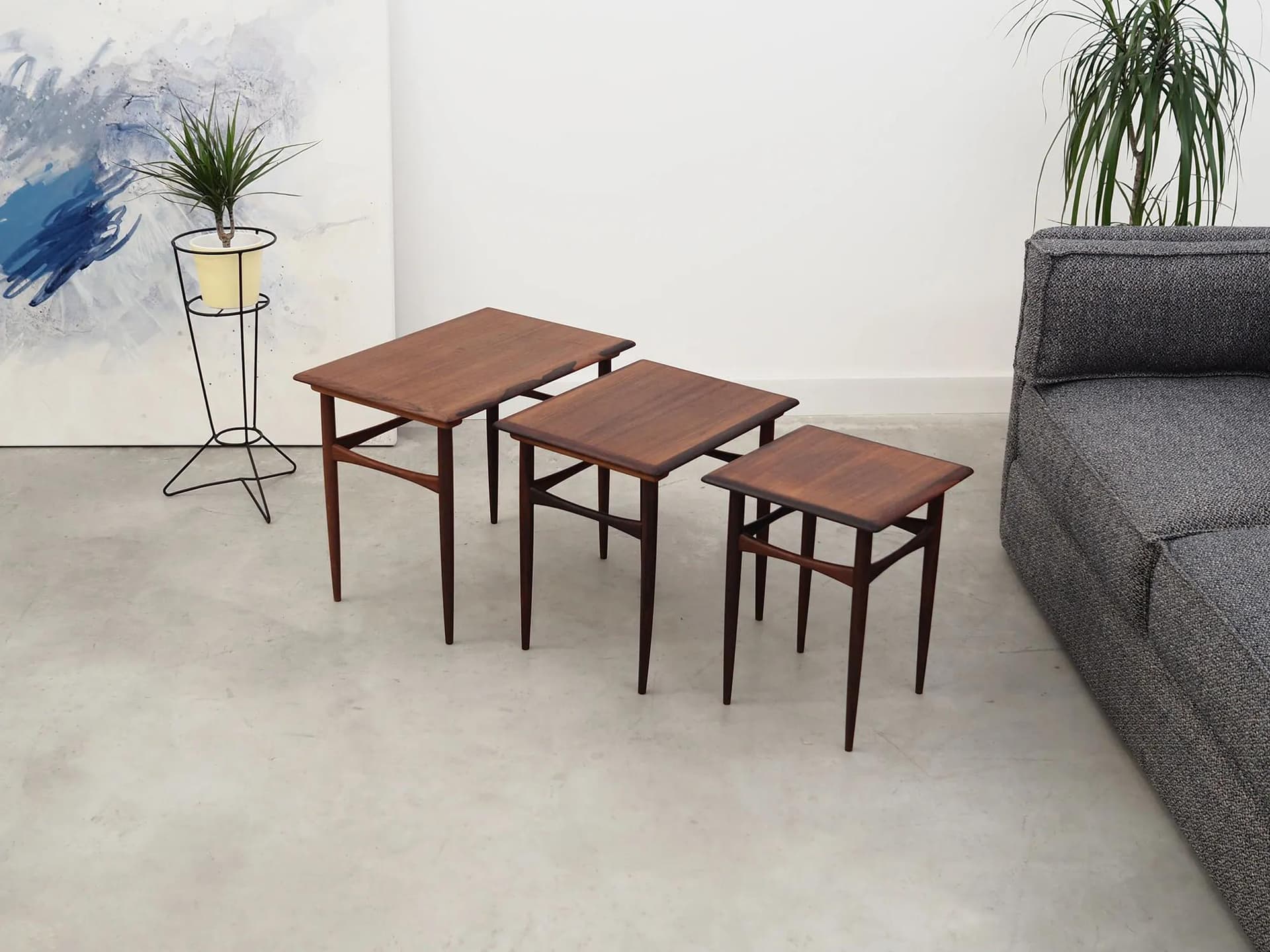 Set of Three Side Tables, brown rosewood, Denmark, 1960s - 40532