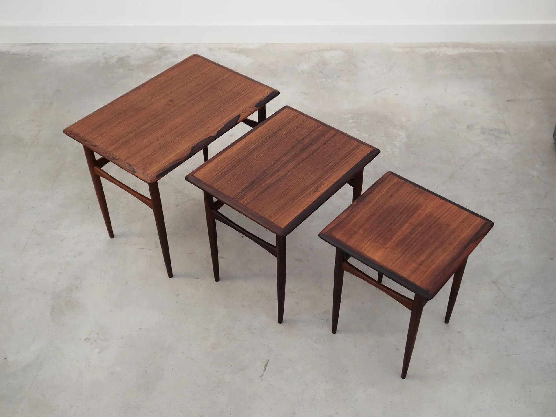 Set of Three Side Tables, brown rosewood, Denmark, 1960s - 40529