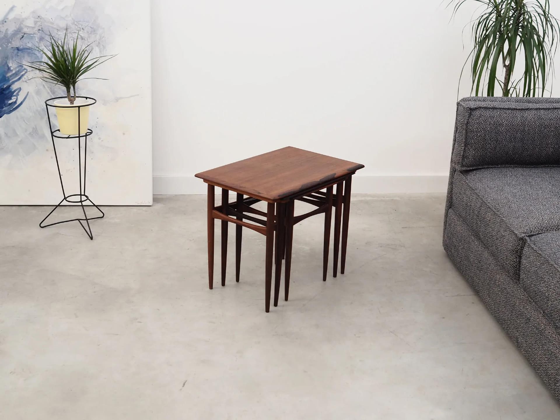 Set of Three Side Tables, brown rosewood, Denmark, 1960s - 40531