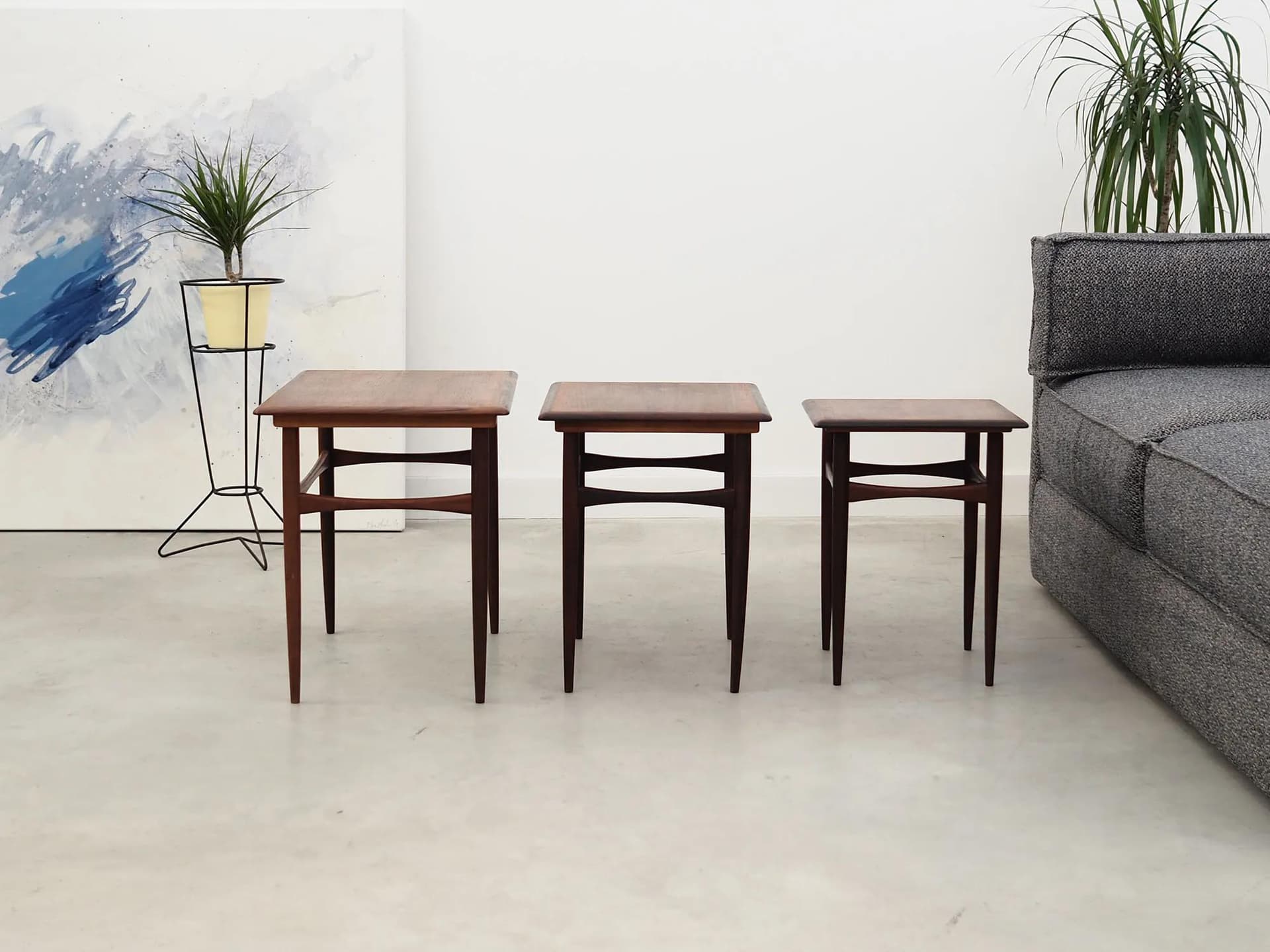 Set of Three Side Tables, brown rosewood, Denmark, 1960s - 40530