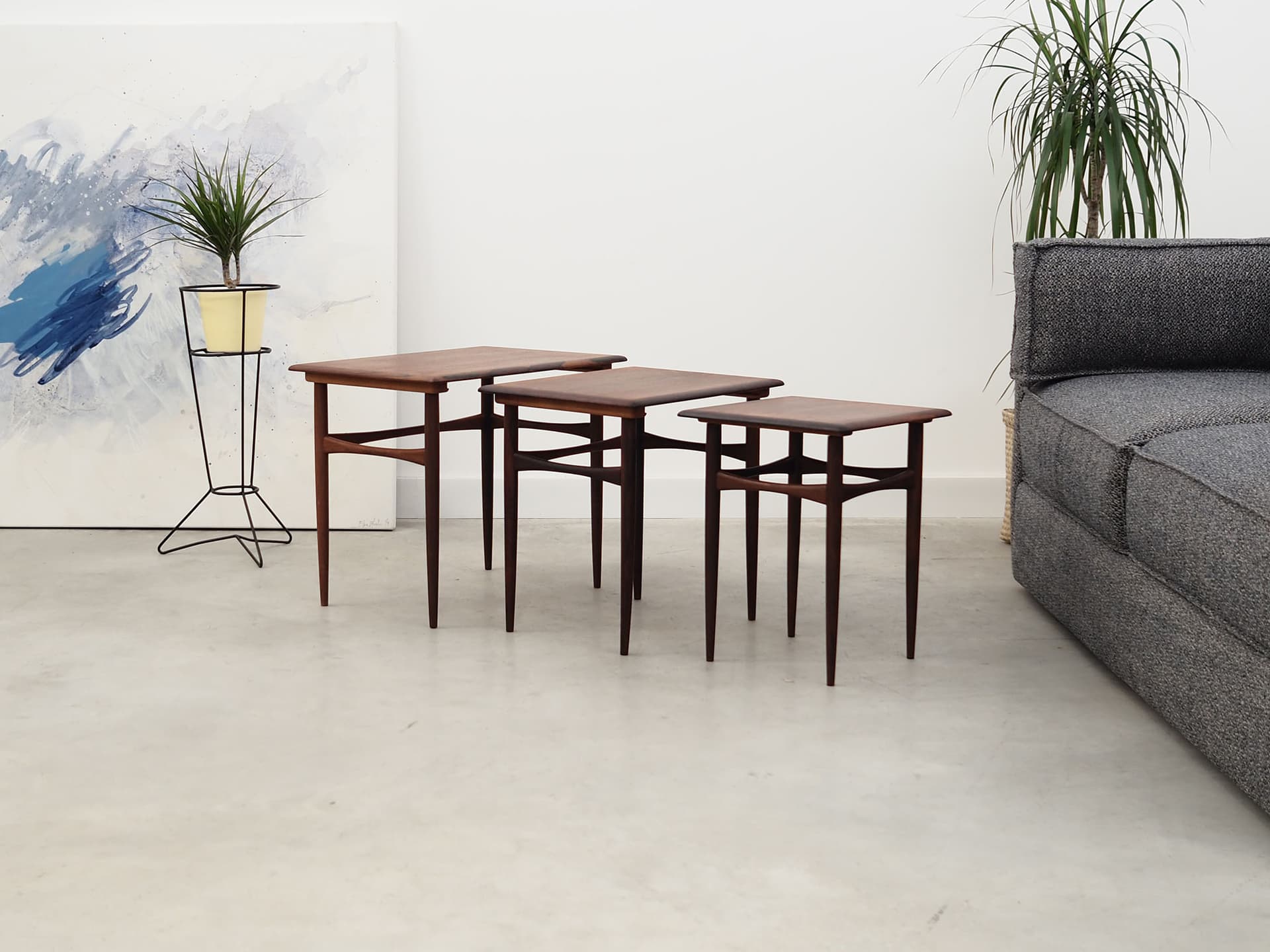 Set of Three Side Tables, brown rosewood, Denmark, 1960s - 51384