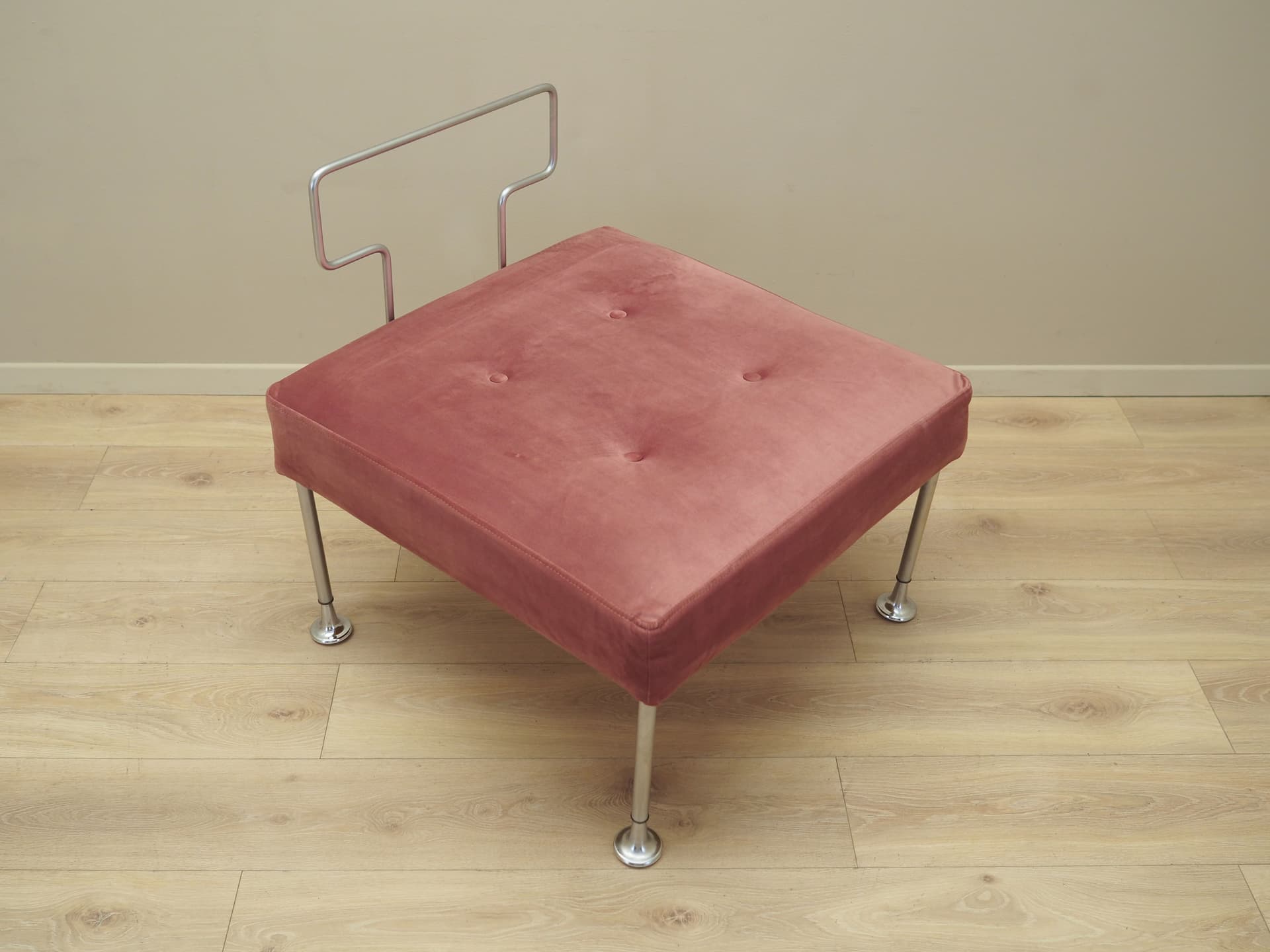 Armchair, pink velvet, chrome steel, by P. Cadovius, France & Søn, Denmark, 1960s. - 51373