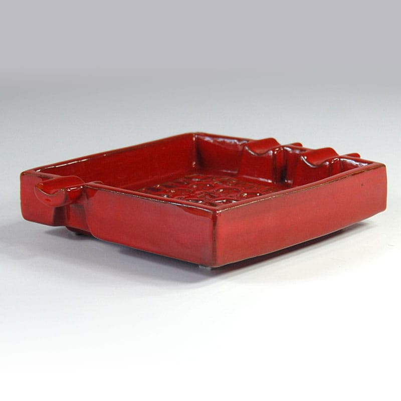 Popielnica Rimini, ceramika czerwona, Bitossi, Włochy, lata 60. - 40391