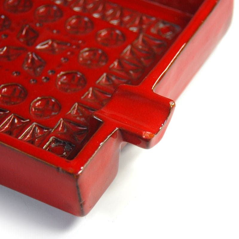 Popielnica Rimini, ceramika czerwona, Bitossi, Włochy, lata 60. - 40394