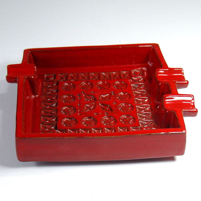 Popielnica Rimini, ceramika czerwona, Bitossi, Włochy, lata 60. - 40395