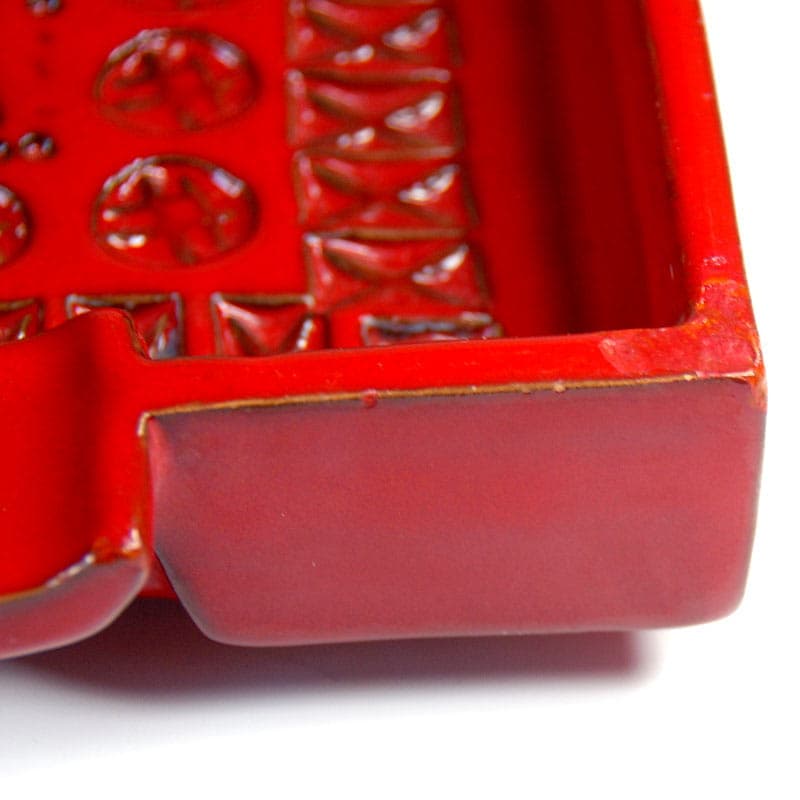 Popielnica Rimini, ceramika czerwona, Bitossi, Włochy, lata 60. - 40397