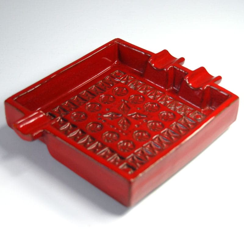 Popielnica Rimini, ceramika czerwona, Bitossi, Włochy, lata 60. - 40392