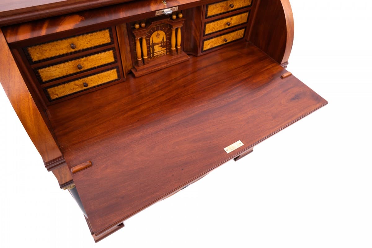 Mahoniowy sekretarzyk z intarsją, Norwegia, lata 80. XIX wieku - 47235
