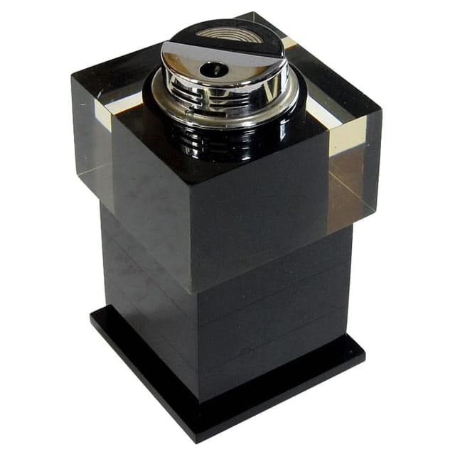 Zapalniczka stołowa postmodernistyczna, akryl czarny, lata 70. - WYMIARY