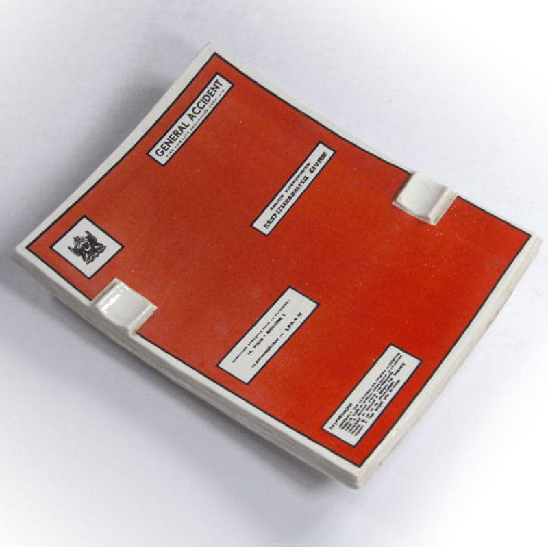 Popielniczka General Accident, ceramika czerwona, Belgia, lata 30. - 40370