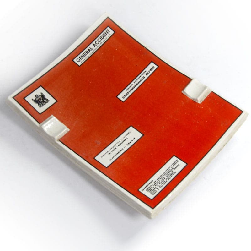 Popielniczka General Accident, ceramika czerwona, Belgia, lata 30. - 40366