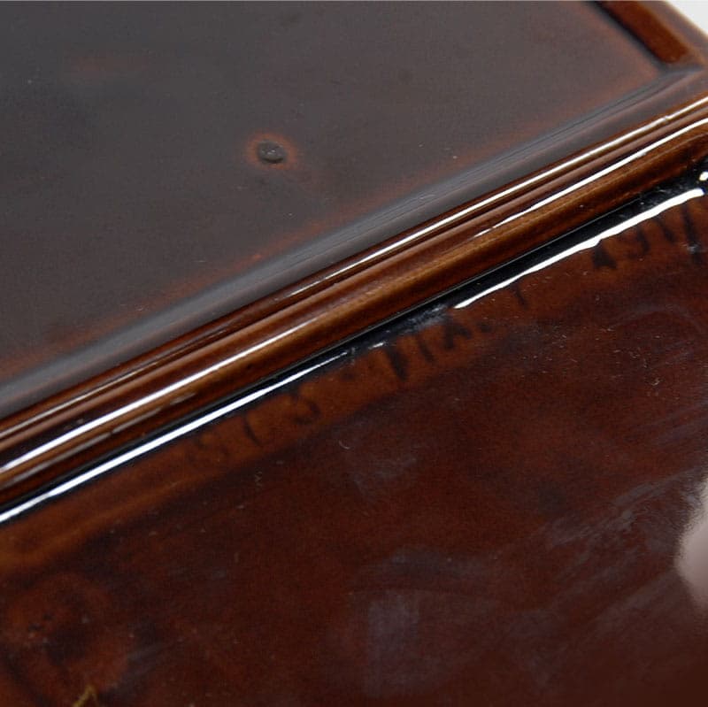 Kasetka SC3, brąz ciemny, ceramika szkliwiona, skóra zamszowa, Włochy, lata 70. - 40355