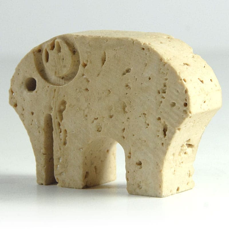 Figurka słoń, trawertyn beżowy, Fratelli Manelli, Włochy, lata 70. - 40344