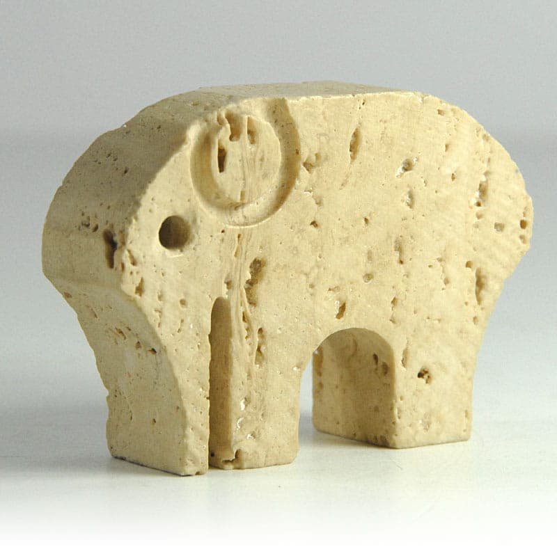 Figurka słoń, trawertyn beżowy, Fratelli Manelli, Włochy, lata 70. - 40341