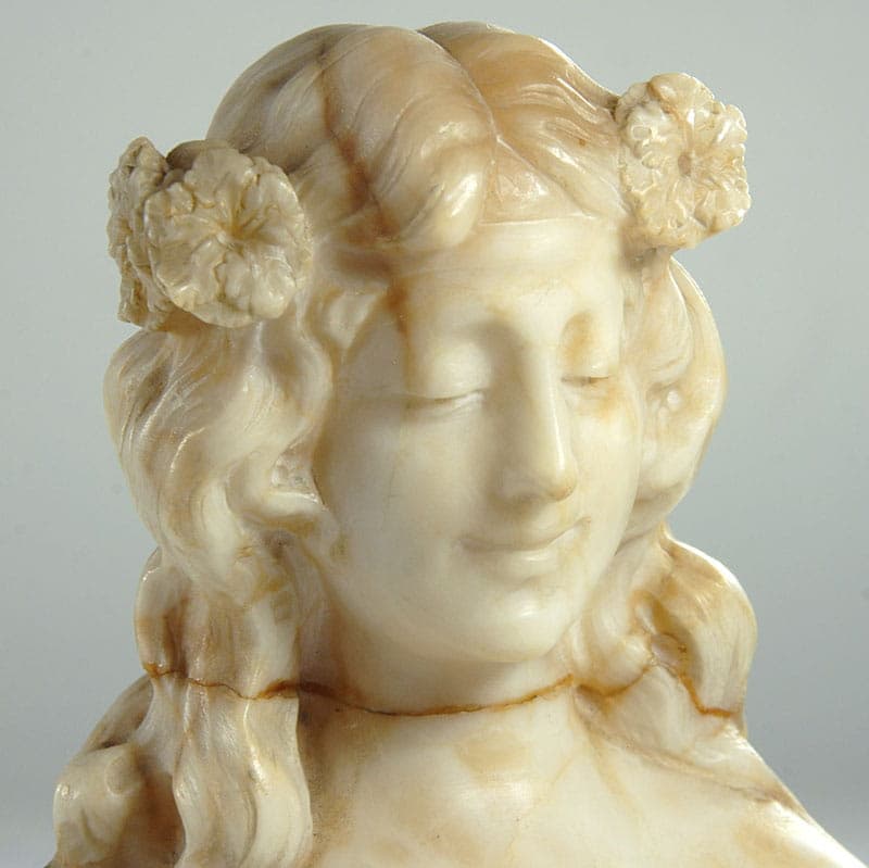 Popiersie Art Nouveau, beżowy marmur, Włochy, początek XX w. - 40323