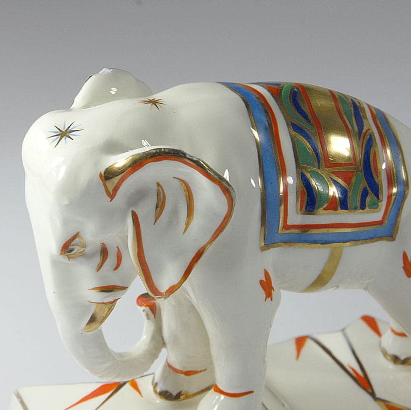 Figurka słoń Art déco, porcelana ivory white, Royal Dux Bohemia, Czechosłowacja, lata 30. - 40320