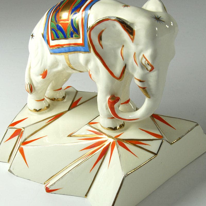 Figurka słoń Art déco, porcelana ivory white, Royal Dux Bohemia, Czechosłowacja, lata 30. - 40319