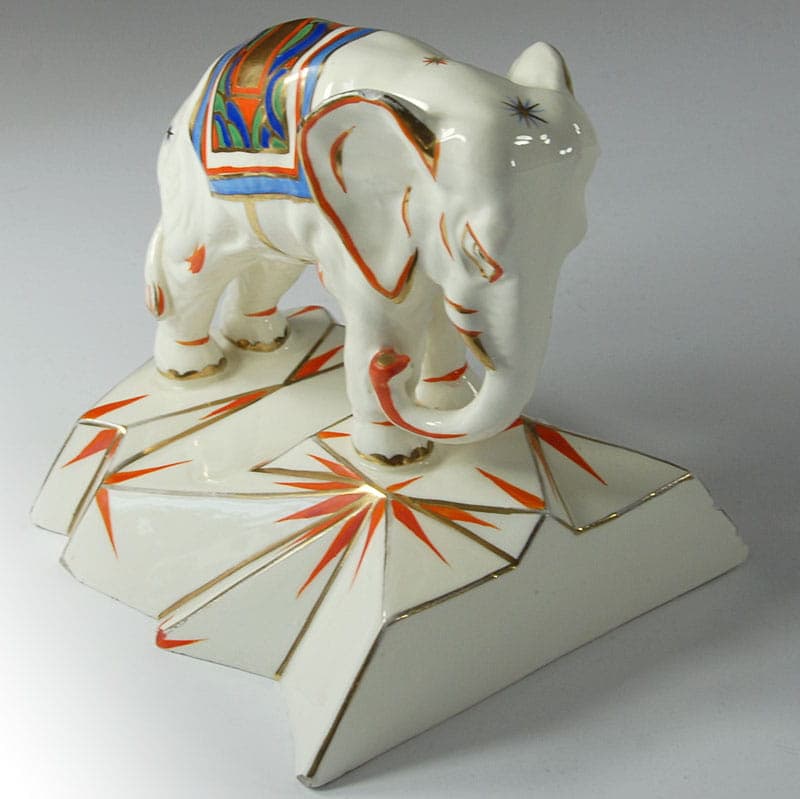Figurka słoń Art déco, porcelana ivory white, Royal Dux Bohemia, Czechosłowacja, lata 30. - 40318