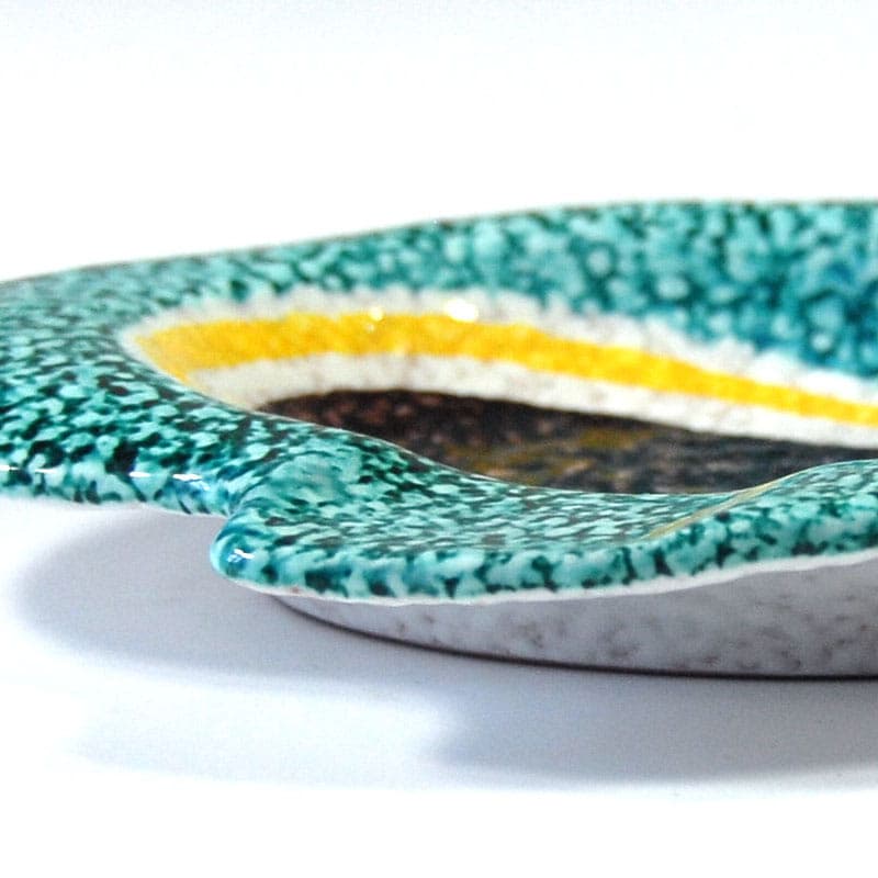 Popielniczka, turkus, ceramika, proj. A. Bagni, Włochy, lata 60. - 40308