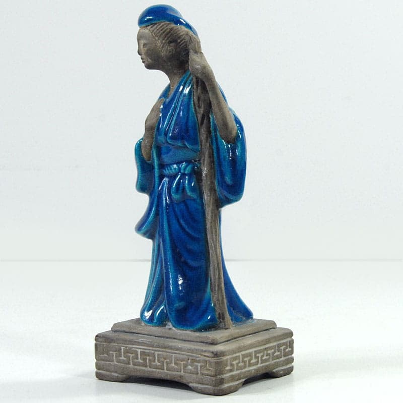 Figurka orientalna, ceramika niebieska, Włochy, lata 70. - 40274