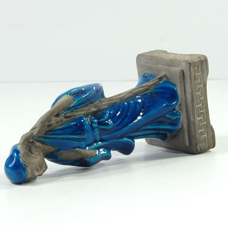 Figurka orientalna, ceramika niebieska, Włochy, lata 70. - 40278