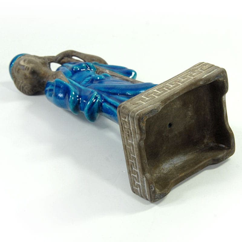 Figurka orientalna, ceramika niebieska, Włochy, lata 70. - 40279