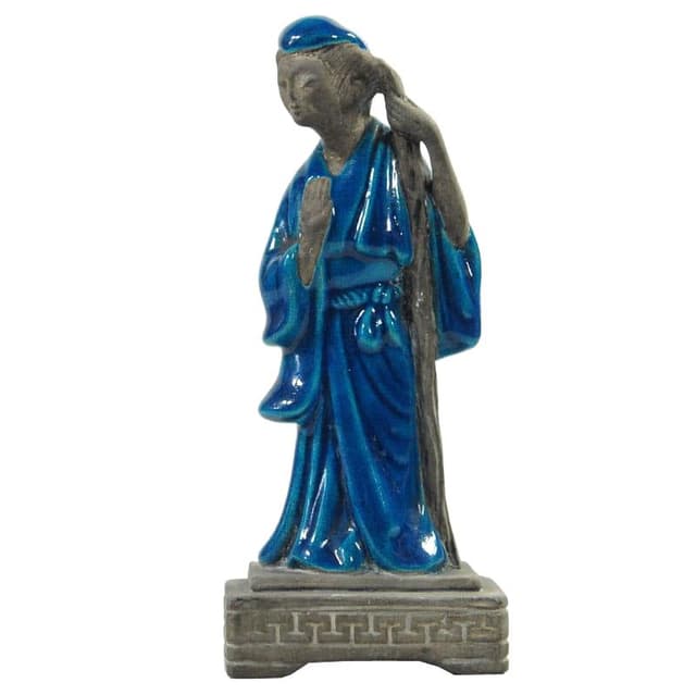 Figurka orientalna, ceramika niebieska, Włochy, lata 70. - WYMIARY