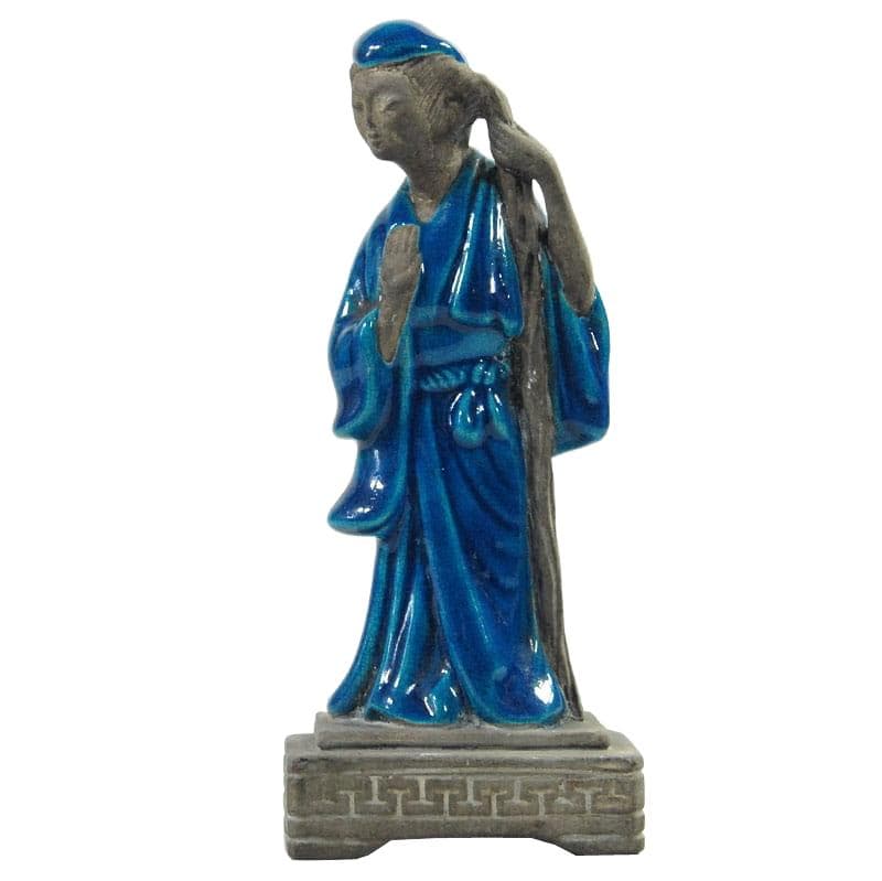 Figurka orientalna, ceramika niebieska, Włochy, lata 70.