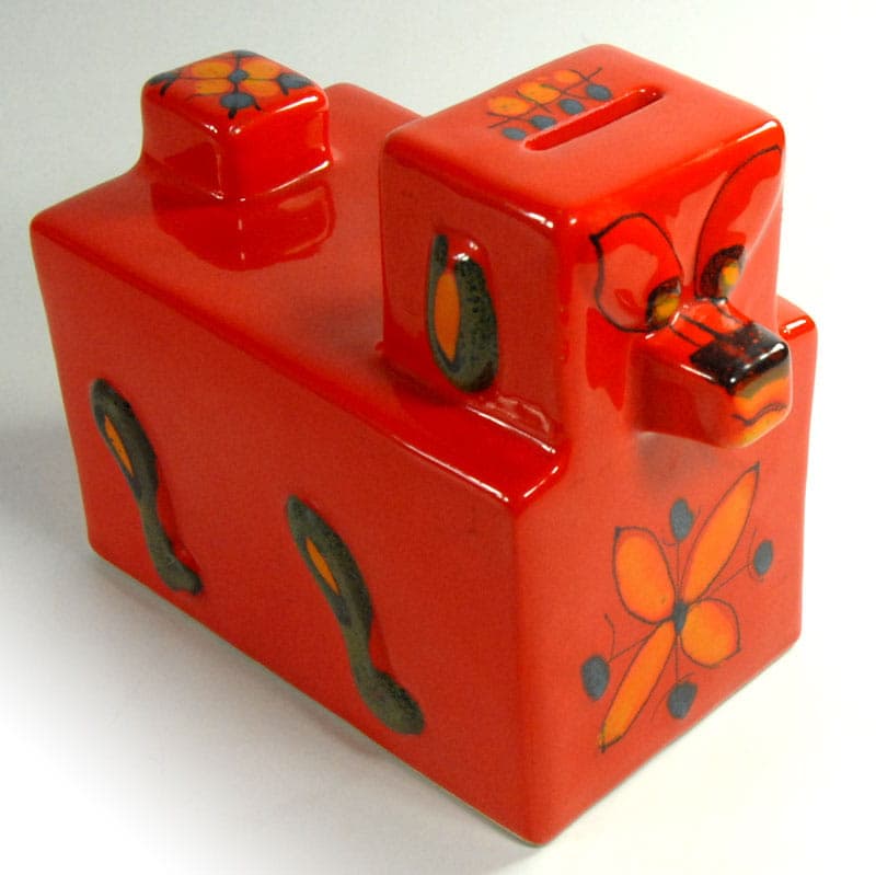 Skarbonka ceramiczna, pomarańczowy, ceramika, Włochy, lata 70. - 40268