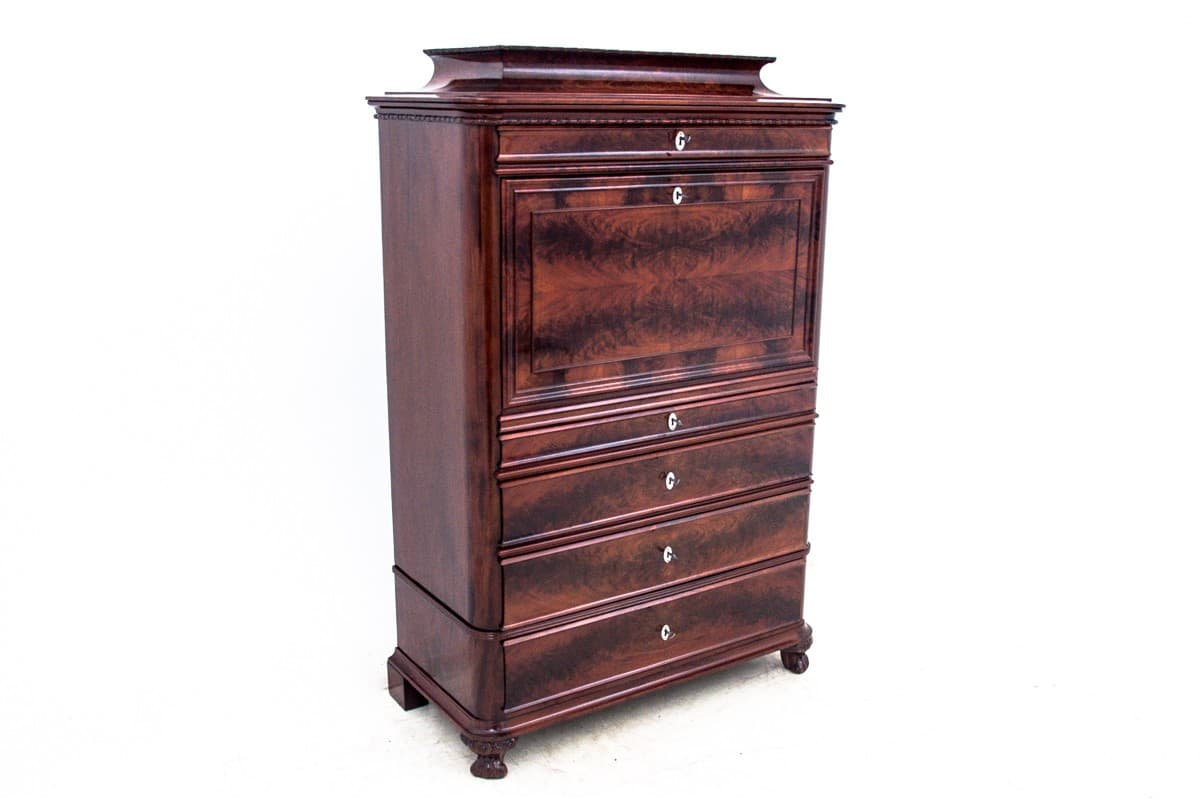 Mahogany Secretary Desk, Biedermeier Style, Northern Europe, 1860s - 47240