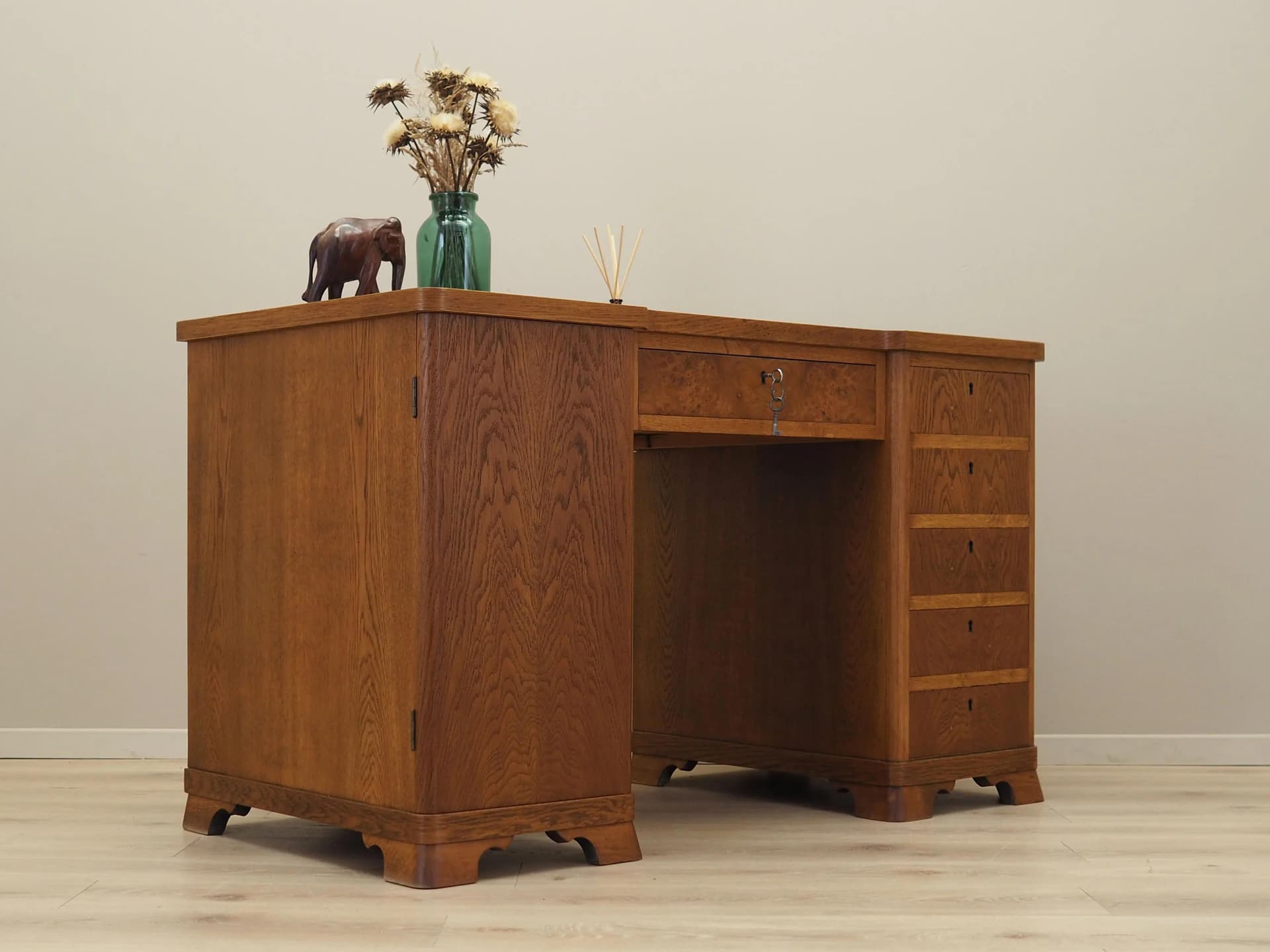 Desk, brown oak, Denmark, 1960s - 40443