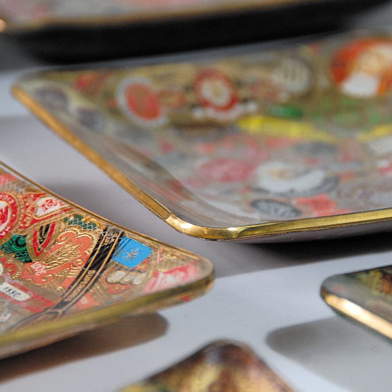 Wielobarwny, szklany zestaw paterek art déco, Europa, lata 20./30. - 40236