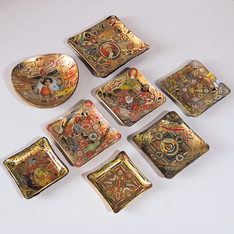 Wielobarwny, szklany zestaw paterek art déco, Europa, lata 20./30. - 40234