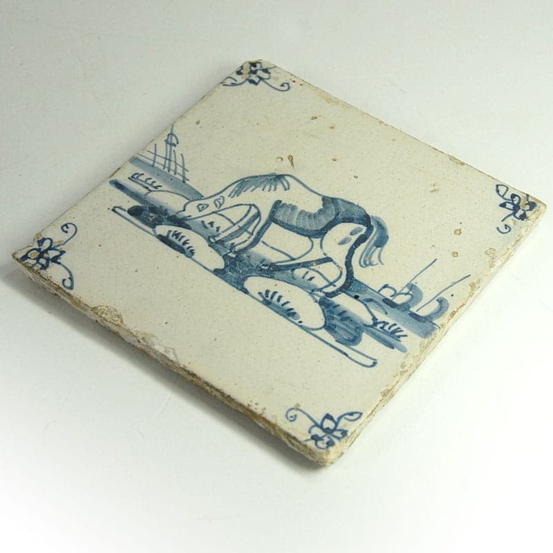 Płytka ceramiczna Delft, biała, ceramika, Holandia, XVIII wiek - 40157