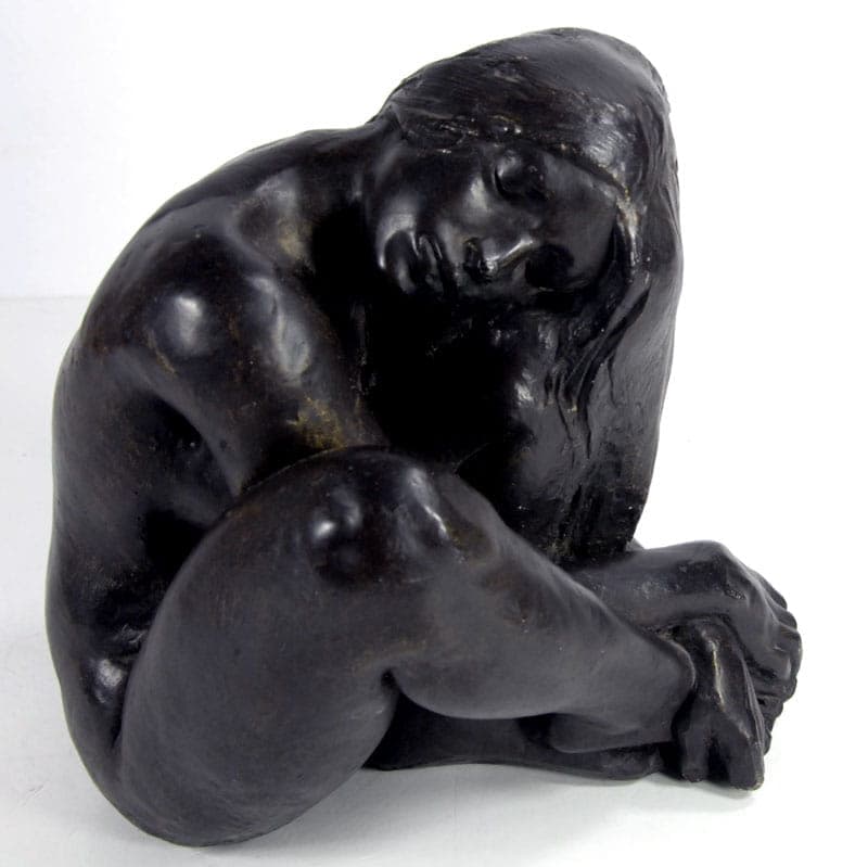 Rzeźba Catherine, brąz ciemny, gips patynowany, aut. J. Le Nantec, Francja, lata 80. - 41959