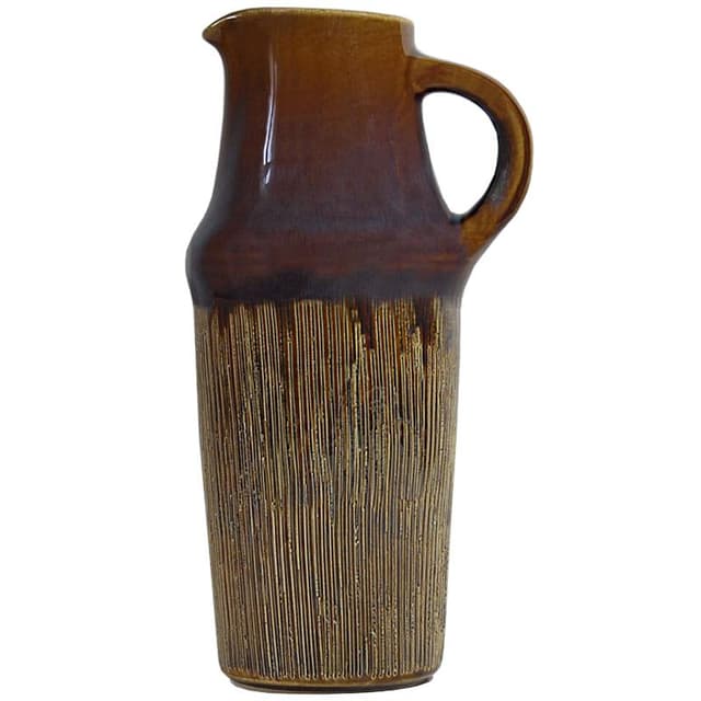 Jug, brown, ceramics, by S. A. Jensen, Denmark, 1960s. - DIMENSION