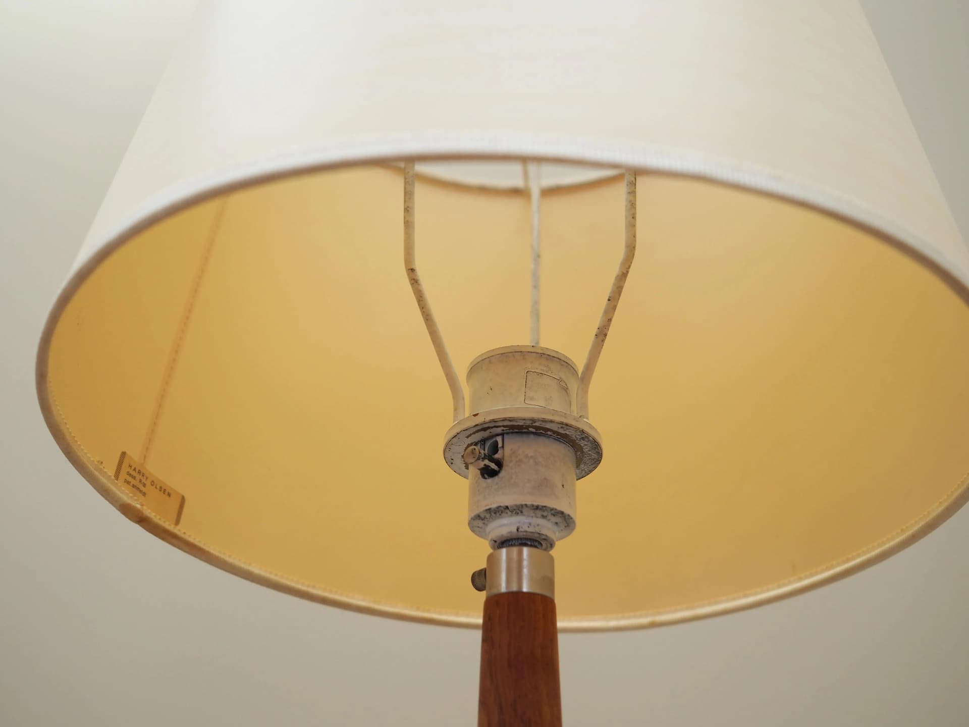 Floor lamp, teak, metal, beige shade, Denmark, 1970s - 41125