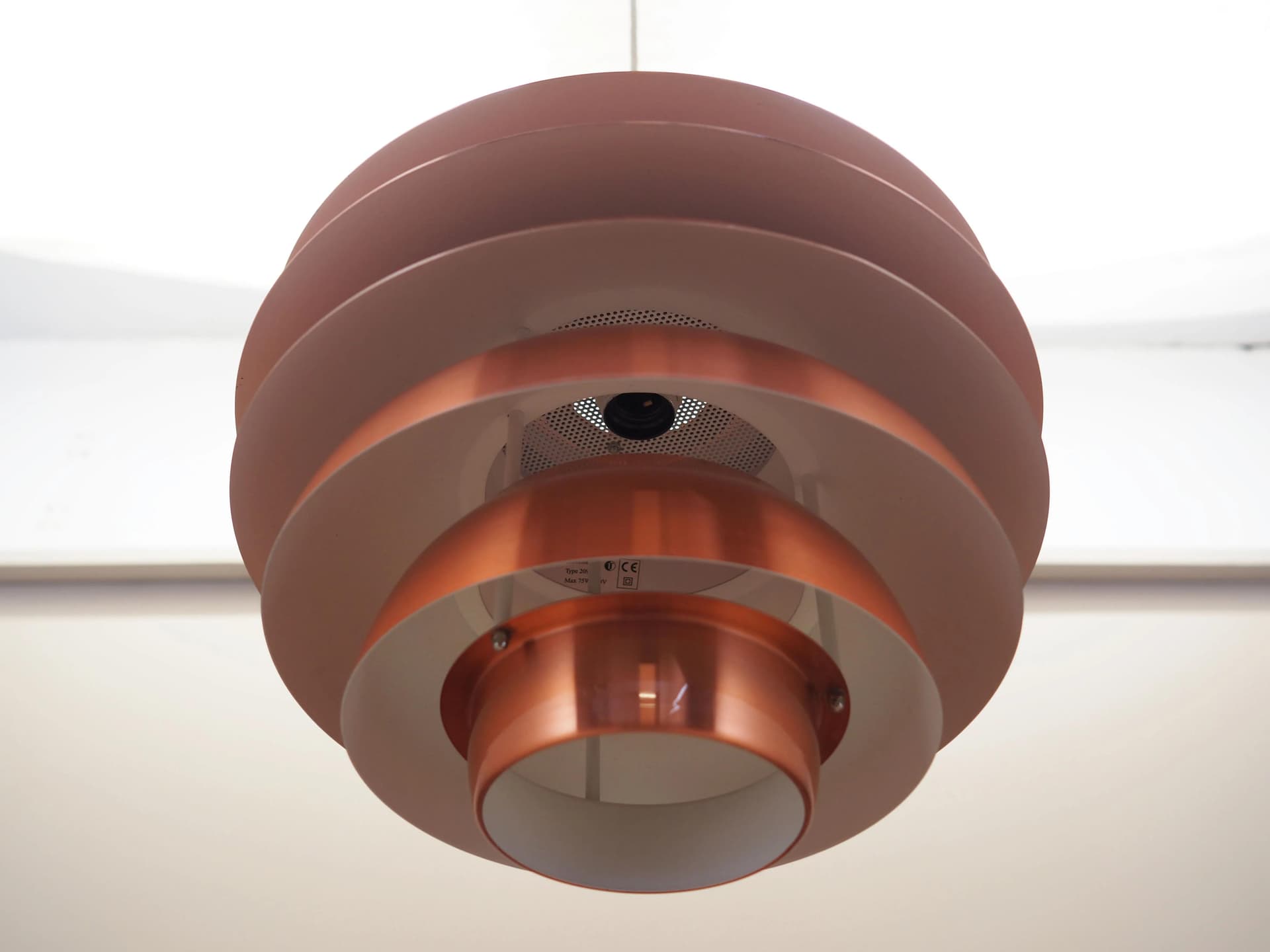 Pendant Lamp Barcelona, pink metal, by B. Karlby, Lyfa, Denmark, 1980s. - 41113
