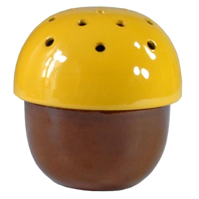 Container with lid, brown ceramic, yellow ceramic, Rometti, Italy, 1970s. - DIMENSION