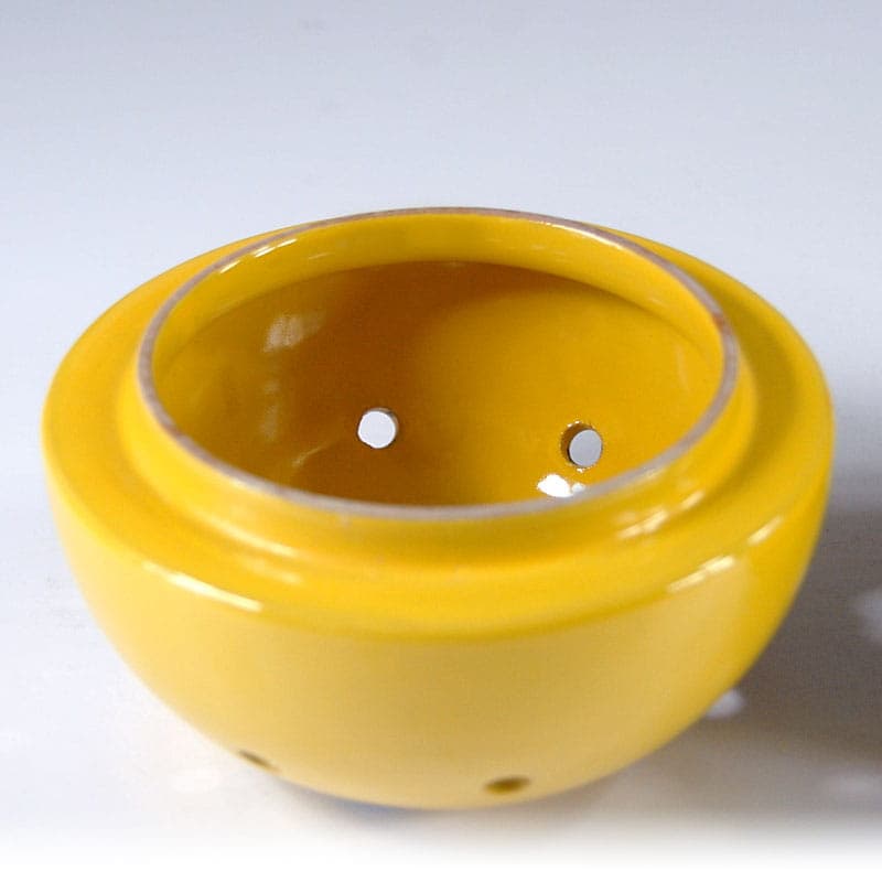 Container with lid, brown ceramic, yellow ceramic, Rometti, Italy, 1970s. - 41902