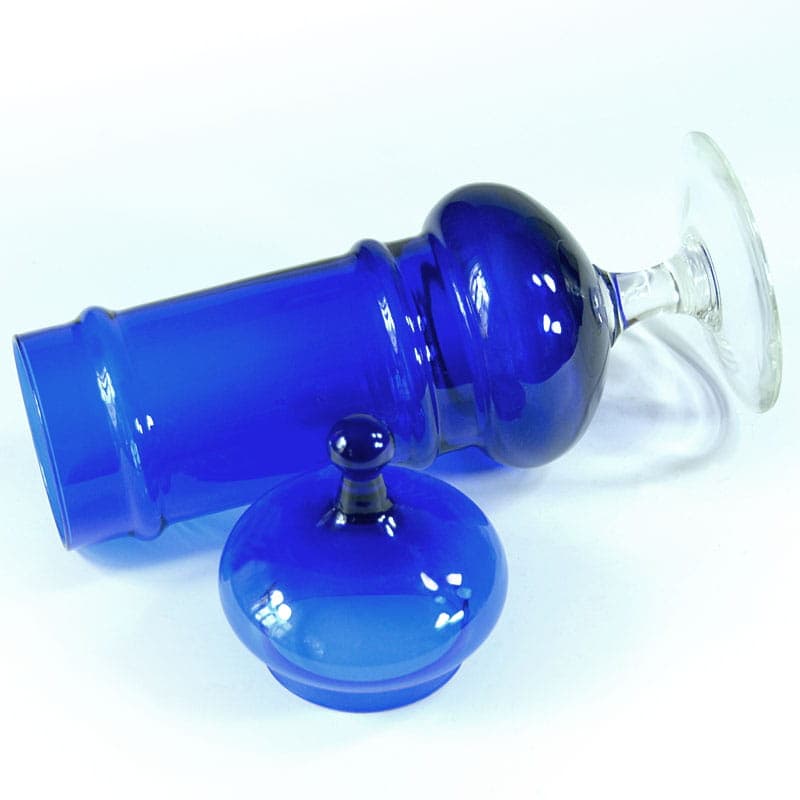 Glass Container, blue, by C. Moretti, Italy, 1970s. - 41895