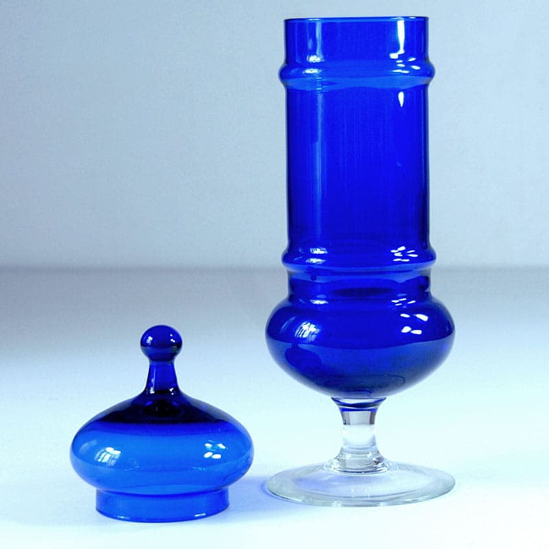 Glass Container, blue, by C. Moretti, Italy, 1970s. - 41892